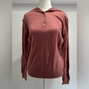 Zara 100% wool Sweater Large fold over collar and mother of pearl buttons